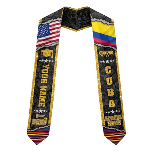 MonkeyVan Colombians Graduation Sash, Custom Colombians American Flag Graduation Sash 2025, Colombia Graduation Stole Clb11