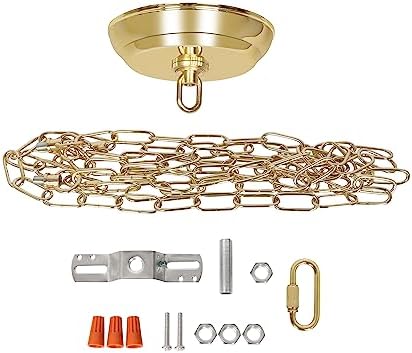 Lighting Pendant Chain, Heavy Duty Chain For Light Fixture, Mirror Or Picture Suspension Chain In Antique Brass Finish, Multiple Specifications (Dark Gold,12