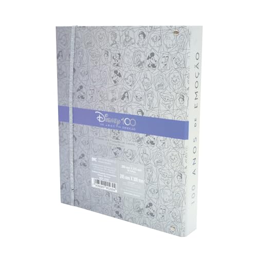 Fichário Universitário com fechamento em elástico Disney 100 + 48 folhas decoradas