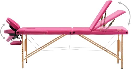 Miniatura 3 de FAMIROSA Mesa de masaje plegable 3 zonas madera rosa, 41.6 lbs,110188