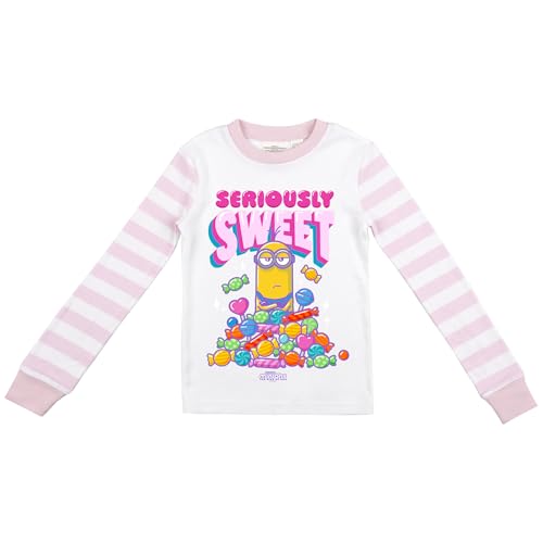 Bioworld Minions Seriously Sweet Youth Long Sleeve Shirt & Pink Striped Sleep Pajama Pants Set2