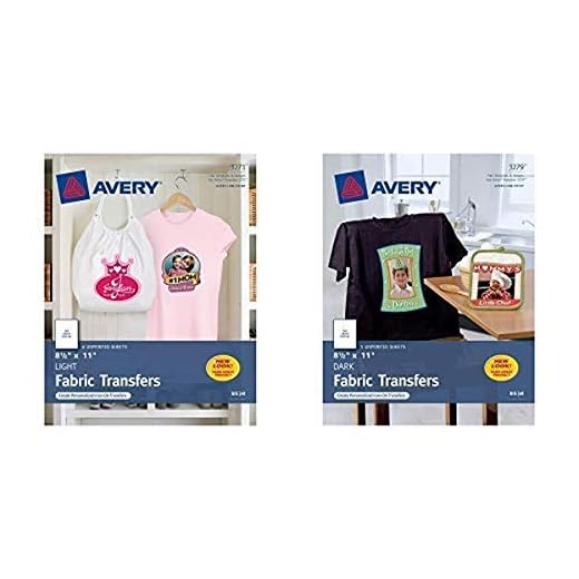 Avery Printable T-Shirt Transfers, For Use on Light Fabrics, Inkjet Printers, 6 Paper Transfers (3271) AND Avery Printable T-Shirt Transfers, For Use on Dark Fabrics, Inkjet Printers