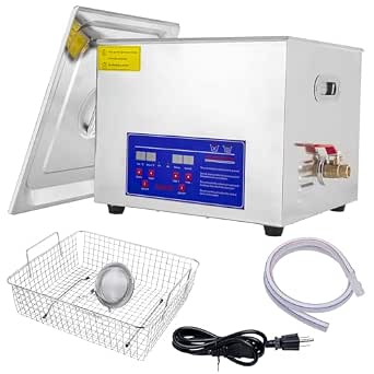 Ultrasonic Carburetor Cleaner, 15L Industrial Ultrasonic Parts Cleaner with Heater & Digital Timer, 110V