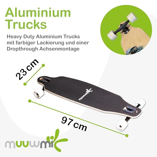 muuwmi Longboard Beach - ABEC 7 Kugellager - Deck 97x23 cm - Rollen 65x51 mm - max. 100kg