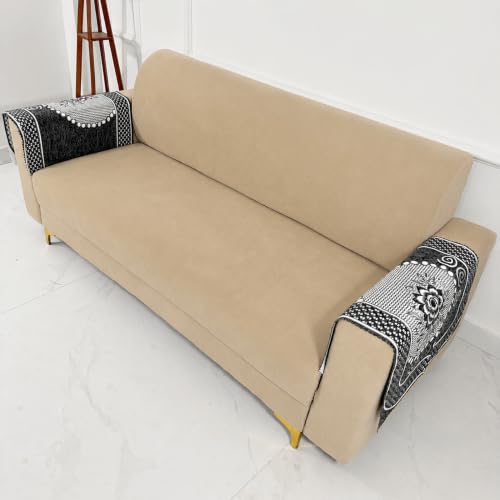 Image of Homerz Premium Chenille Fabric Sofa Cover | Soft, Durable & Dustproof | Decorative Couch Cover (Solitaire Grey, 2 pc Armrest, Armrest)