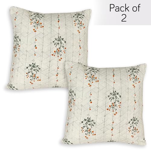 Image of HOKIPO Printed Cushion Cover 16x16 in, Light Green Ash Gypsy Flower