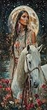 Donna Dipingere con i Numeri Adulti, Misura XXL 50x150cm,Cavallo Bianco Paint by Numbers Kit Principianti Con 3 Penne, Kit Fai Da Te, Hobby Creativi Adulti Regalo Decorazioni, (Senza Cornice) P0M-180
