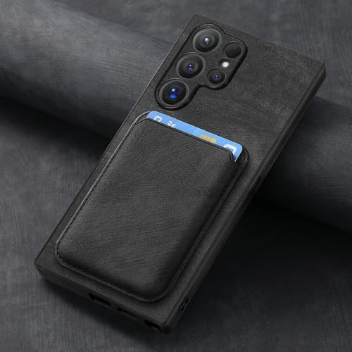 Étui portefeuille cuir Samsung S24 Ultra avec porte-cartes magnétique noir