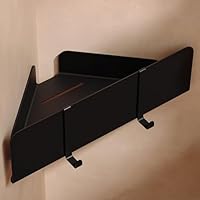 Dolvhin Duschablage ohne Bohren Ecke | Edelstahl Eckregal Dusche | Duschregal Ecke mit Ablaufrillen | Eck-Duschkorb zum Kleben | Badregal Selbstklebend | Bad Wandregal & 2 Haken | Schwarz Matt