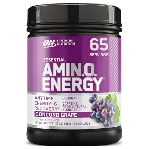 Optimum Nutrition Amino Energy - Pre Workout with Green Tea, BCAA, Amino Acids, Keto Friendly, Green Coffee Extract, Energy Powder - Concord Grape, 65 Servings (Packaging May Vary)