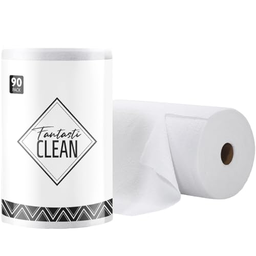 Fantasticlean Microfiber Cleaning Cloth Roll- 90 Sheets, 12" x 12" (White)