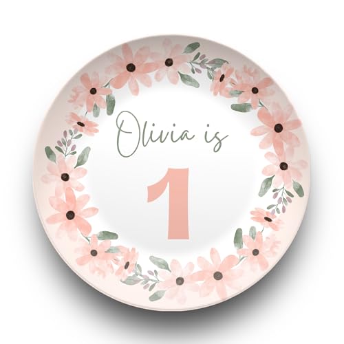 Mardonyx Personalized Baby Girl’s First Birthday Smash Cake Plate – Unbreakable & Adorable!