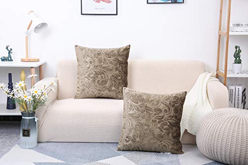 Tangdepot Heavy Velvet Embossing Throw Pillow Cover, Classis Floral Anaglyph Velvet Fabric, Lumbar Pillow Cover, Indoor/Outdoor Pillowcase - (12" X 20", C05 Khaki) #TOP6