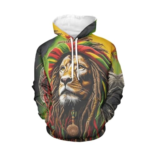 Jamaican Sweatshirts For Men 3D Printed Rasta Lion Pattern Polyester Hoodie Sweatshirt Long Sleeve Sweater Pullover3