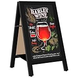 VAIIGO Pizarra Caballete Madera 45×85 cm - Pizarra Negra Magnética con Contrapeso Central Ajustable y Doble Cara y Plegable,Negro