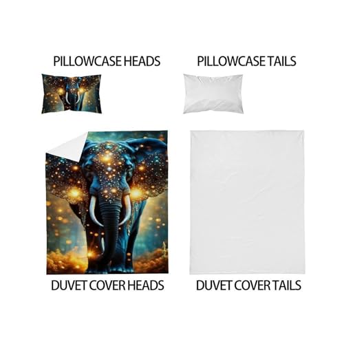 Couvre-lit microfibre éléphant parure imprimée 2 pièces douce