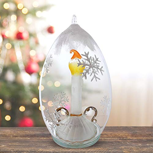 Led Lighted Christmas Ornament - Candle Inside With Glittery Snowflake Accents On The Outside #TOP4