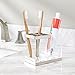 mDesign Plastic Toothbrush and Toothpaste Storage Organizer Holder - Home Decor for Bathroom Countertop - Holds Toiletries and Beauty Accessories - Lumiere Collection - Clear/Brushed