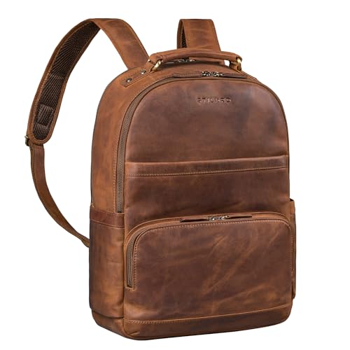 STILORD Pavel XL Business Leder Laptop-Rucksack 15-17.3 Zoll Groß für Damen und Herren-Lederrucksack mit vielen Fächern aus Echtleder Arbeitsrucksack Reiserucksack Farbe:mittel - braun