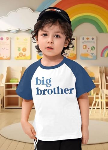 QAUN Big Brother Tshirt for Toddler Boy Reglan Short Sleeve Big Bro Announcement Summer Tee Tops - 2