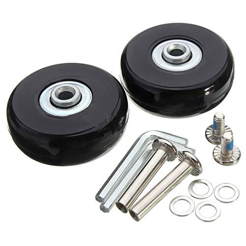 HDHUIXS Unveränderlich 2 Stück Black 2 Set-Gepäck-Koffer Ersatzrad Koffer Reparatur OD 50mm Achsen Deluxe Schwarz Cover