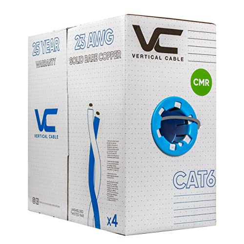 Vertical Cable Cat6, 550 MHz, UTP, 23AWG, Solid Bare Copper,1000ft, Bulk Ethernet Cable - 060 Series, Gray