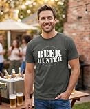 Beer Hunter T-Shirt Funny Drinking Target Practice Novelty Gift Graphic Tee Humor Gag Men Women (XL, Charcoal