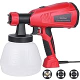 Hainar Farbsprühsystem 400W, Elektrische HVLP-Farbsprühsystem 1300-ml-Behälter, 3 Düsen, 3 Sprühmuster, Ideal für Innen- und Außenwände, Decken, Zäune, Schränke, Möbel, Leicht zu Reinigen