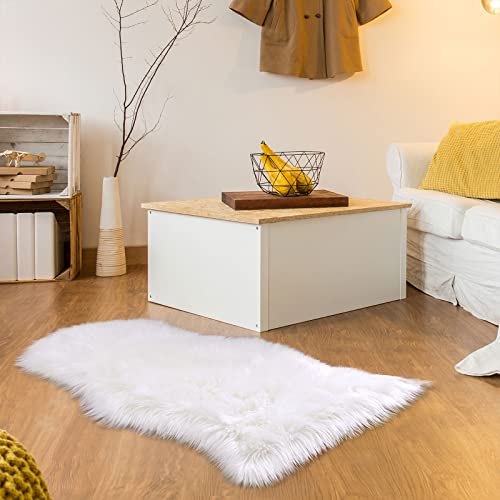 Yj.gwl Soft Faux Sheepskin Fur Area Rug, Luxury Fluffy Rug For Sofa Bedroom Living Room Nursery, Shaggy Chair Cover Seat Pad Plush Carpet 2 X 3 Feet Irregular White #TOP6