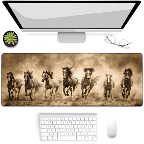 Tapis de souris de jeu caoutchouc antidérapant 80x30 cm motif cheval XL