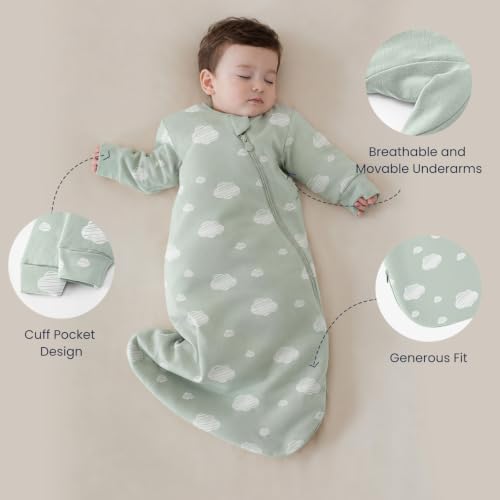 Image of Unisex Sleeping Bag for Babies and Toddlers 1.0 Tog Sleep Sack 0-6 Months, Baby Sleep Sack, Newborn Sleep Sack, Wearable Blanket Baby, One Piece Long Sleeves, Gifts for Toddlers