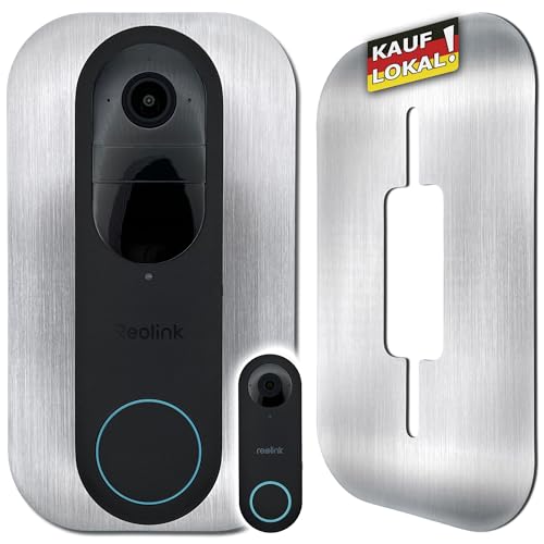 Baron Design | Grille en acier inoxydable | Accessoire pour sonnette vidéo Reolink | Batterie, 5MP, Ultra HD, 2K, 4MP, WiFi, PoE, batterie | Support, bouclier, plaque pour sonnette sans fil