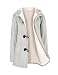 Yuson Girl Winterjacke Damen Fleecejacke Lang Warm Hornknopfjacke Einfarbig Wintermantel Kapuzenpullover Winter Cardigan Sweatshirt Damen Reißverschluss Kapuzenjacke mit Knopf(Hellgrau, S)
