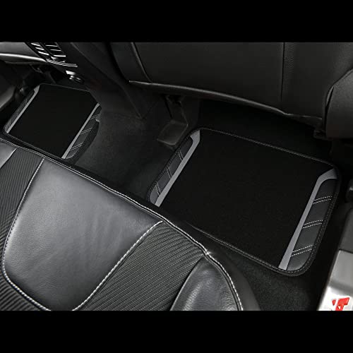 CAR PASS Leather Steering Wheel Cover and Waterproof Car Floor Mats,Microfiber Universal Car Combo Fit for 95% Sedan,SUV,Cars,14.5-15inch Sporty Anti-Slip Safety Comfortable Design(Black＆Gray) by CAR PASS - Image 7