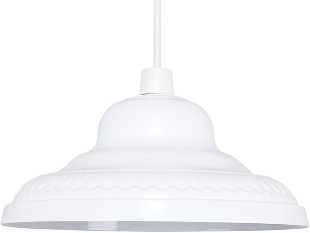 Vintage Retro Style White Gloss Metal Easy Fit Ceiling Pendant Lamp Shade