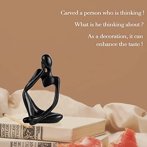 Ozzptuu Black Resin Thinker Style Abstract Sculpture Statue Collectible Figurines Home Office Bookshelf Desktop Decor (Small-Black-Left) #TOP5