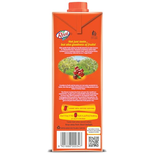 Image of DABUR Real Cranberry Fruit Juice-1L (Pack Of 6)|Rich In Vitamin C|No Added Preservatives|Goodness Of Best Cranberries|Daily Dose Of Fruit Nutrition|Tasty,Refreshing&Energizing Fruit Drink
