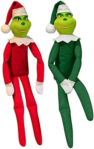 Christmas Grinch Plush Toy, 12.6" Grinch Stuffed Animal, Green Monsters Plush Doll, Christmas Stuffed Animal, Christmas Elf Ornament for Home Decor Kids