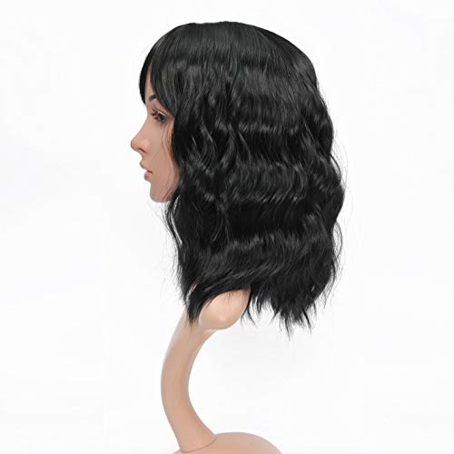 image for VCKOVCKO Bob Wave Wig With Air Bangs Natural Black Natural Curly Wavy 