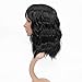 VCKOVCKO Bob Wave Wig With Air Bangs Natural Black Natural Curly Wavy Short Bob Wigs Women's Shoulder Length Wigs Synthetic Cosplay for Girl Colorful Wigs，1B