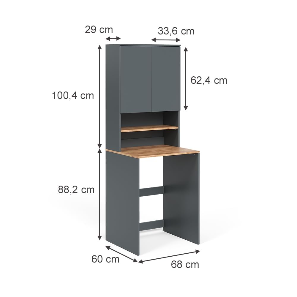 Vicco armadietto coprilavatrice Viktor, Antracite/Rovere dorato, 68 x 88.2 cm 2 parti con ripiano, adatto per riporre detersivo e asciugamani