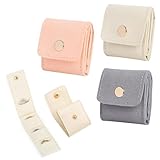 Blytheyes Mini Travel Jewelry Bag, Mini Travel Jewelry Roll Bag with Buckle, Jewelry Rolls (grey-beige-pink)