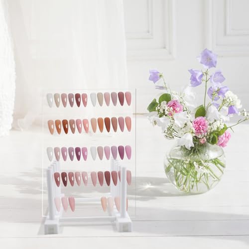 4 peças de placa de exibição de arte de unhas transparentes com suporte de plástico, pontas de unhas