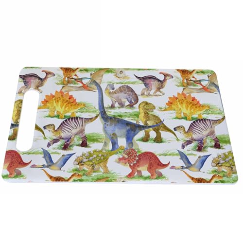 Bcumuq Cute Dinosaur Cutting Board Watercolor Cartoon Animal Colorful Grip Handle Chopping Boards Cutting Board for Kitchen Plastic 16