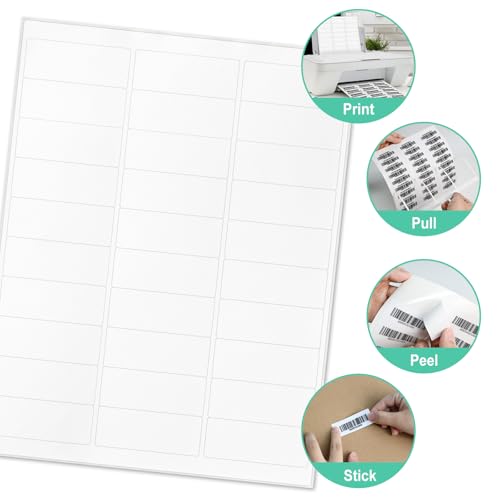 L LIKED Printable Address Labels, 1\" x 2-5/8\", 1,500 Labels, 30 per Sheet, Mailing Labels for Envelopes (50 Sheets)