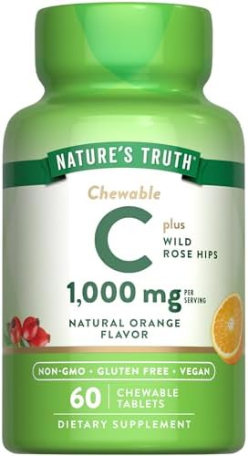 Nature’s Truth Chewable Vitamin C with Rose Hips | 1000 mg | 60 Tablets | Vegan, Non-GMO & Gluten Free Supplement