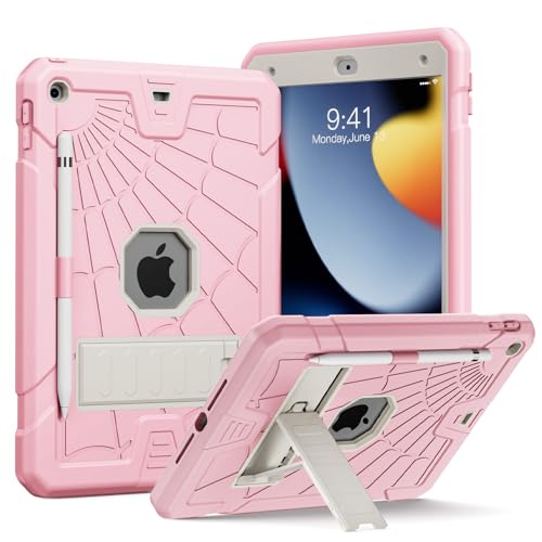 SIBEITU Case Compatible with iPad 9th Generation for Kids, with Pencil Holder Stand, Heavy Duty Rugged Case for iPad 10.2 inch