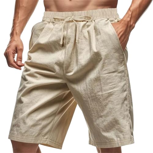 Men's Loose Cargo Pocket Beach Sports Casual Running Linen Shorts 20266 M