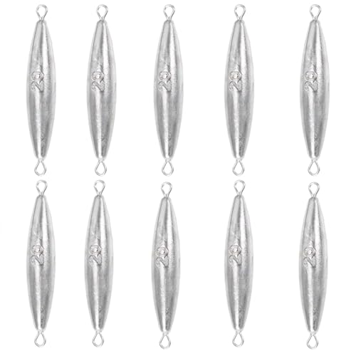 Magnoloran 10PCS Fishing Weights Torpedo Sinkers Inline Trolling Sinkers Weights Kit Catfishing Sinkers Saltwater Fishing Torpedo Weights Fishing Sinkers Double Ring Sinkers - 0.7oz(20g)