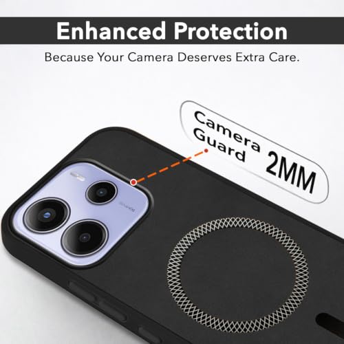 Image of Jkobi Leather Finish Back Cover Case for Redmi Note 14 5G | Redmi Note 14 SE (MagSafe Compatible Wireless Charging | Soft Touch | Camera Bump Protection)